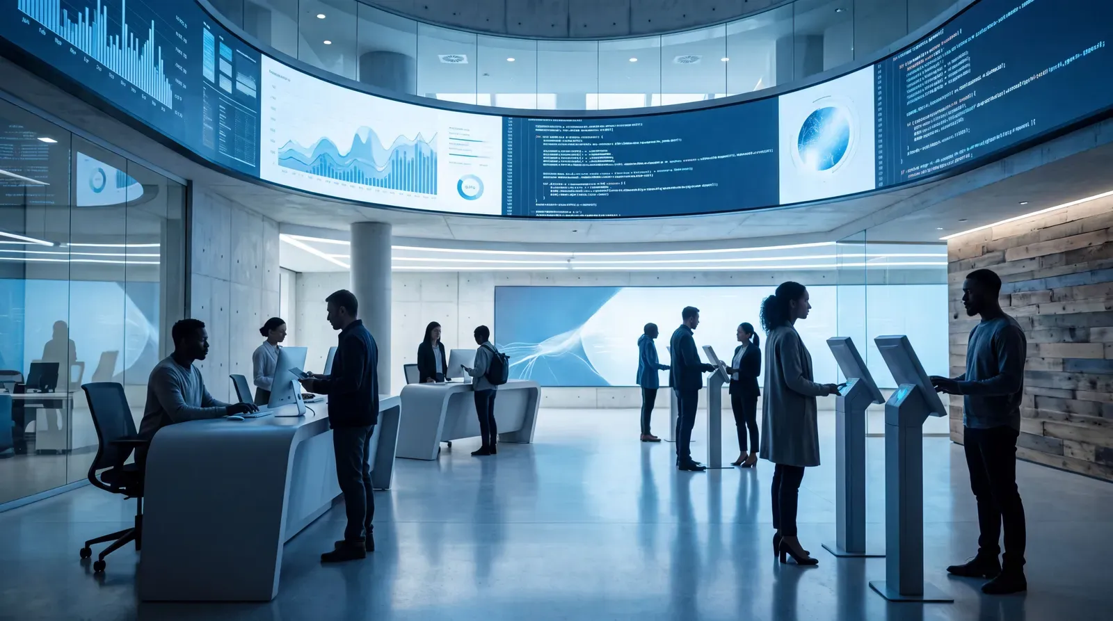 Service emploi moderne avec signaux de données et accompagnement humain