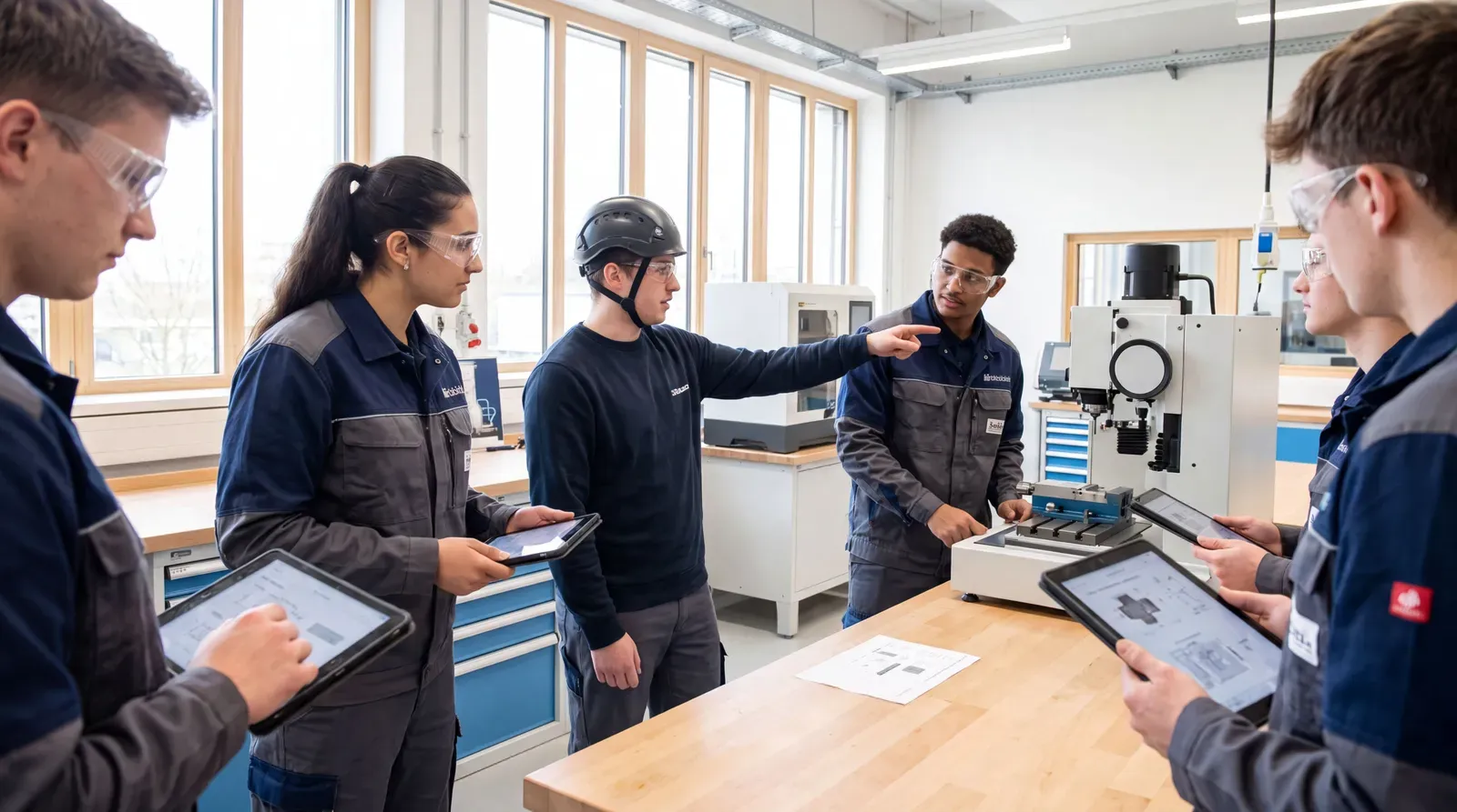 Jeunes en formation montrant leurs compétences dans un atelier moderne