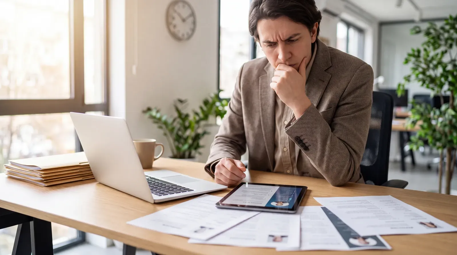 Recruiter comparing inconsistent application documents before assessing candidates