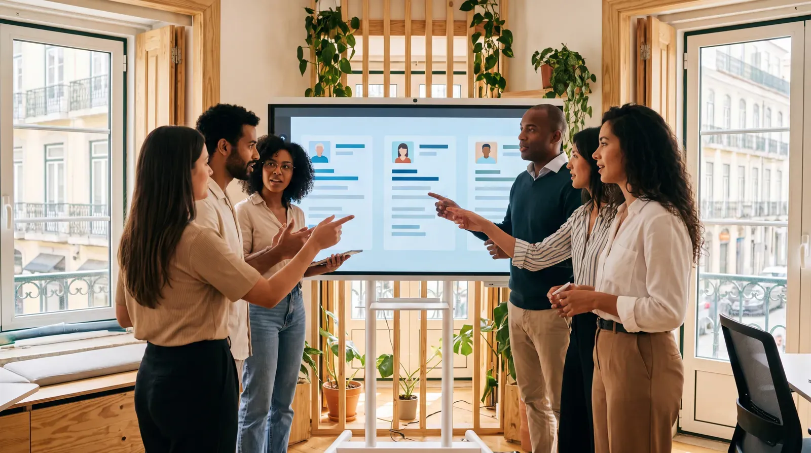 Recrutadores analisam perfis digitais numa triagem colaborativa