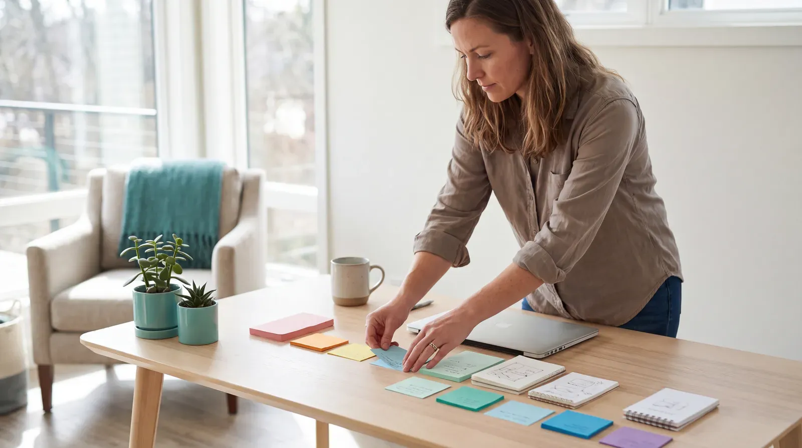 Job seeker organising career evidence into a clear resume story
