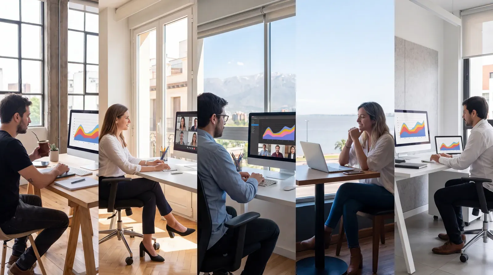 Profesionales colaborando a distancia en el mercado laboral de 2026