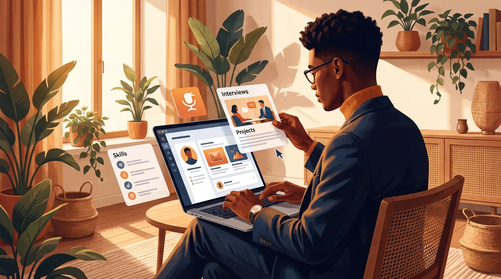 Candidato creando un perfil laboral digital para buscar empleo