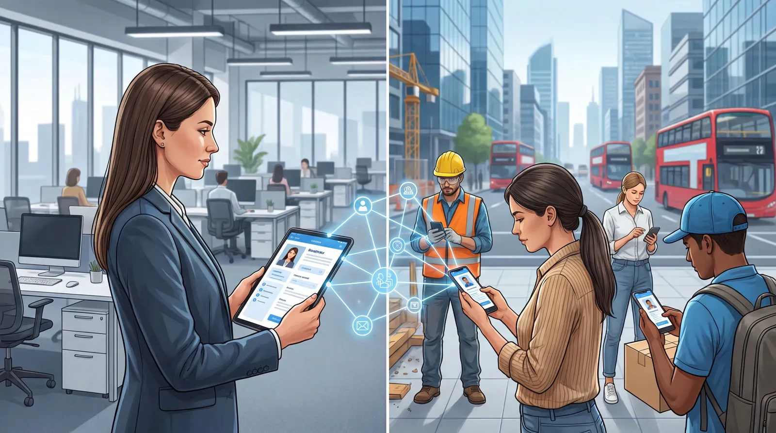 Staffing recruiter matching temp workers through digital profiles