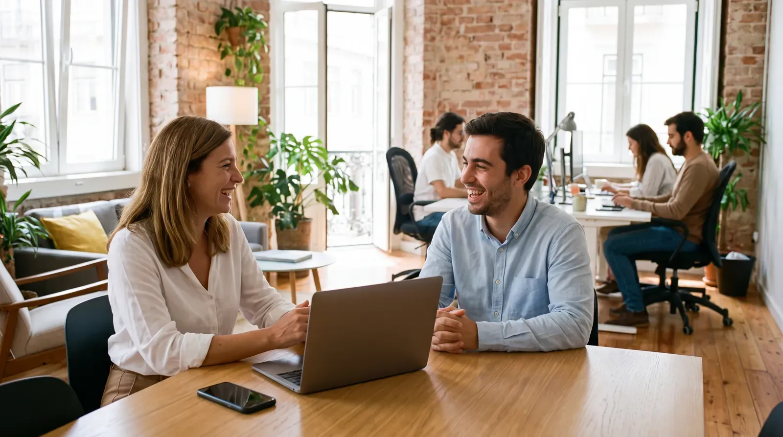 Entrevista de emprego numa pequena empresa com equipa reduzida