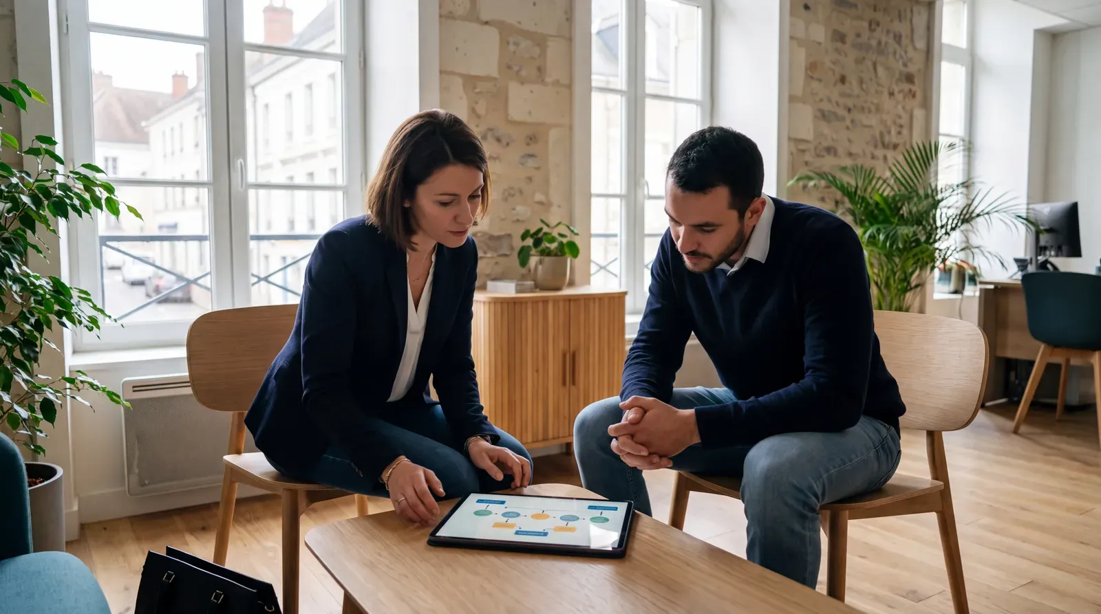 Un conseiller accompagne un demandeur d’emploi dans la construction de son parcours