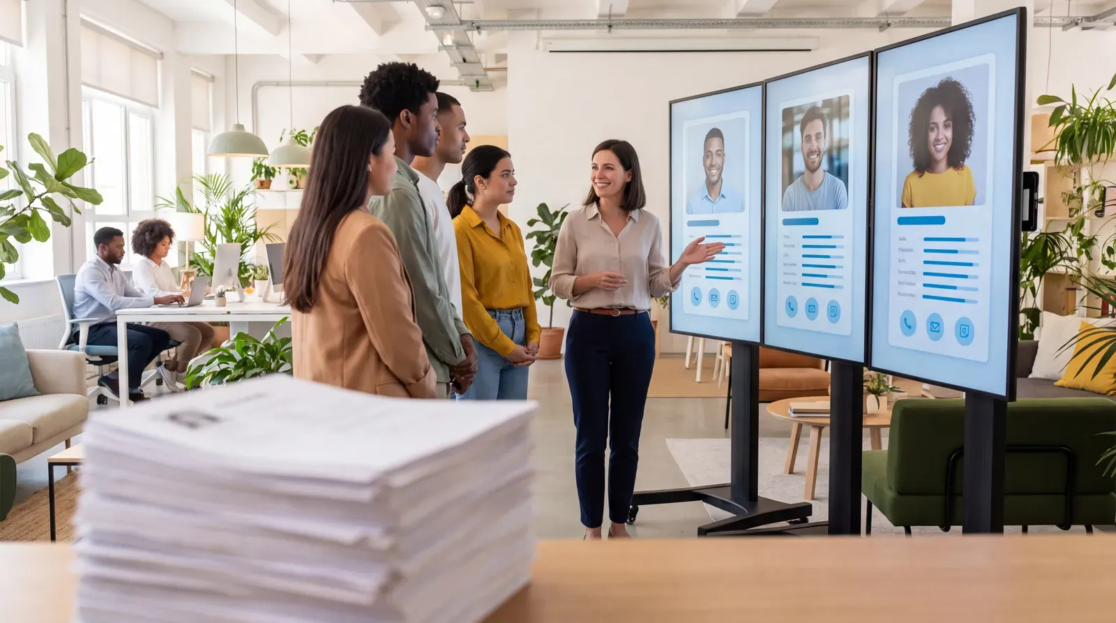 Recrutadora avalia jovens candidatos por perfis digitais e projetos