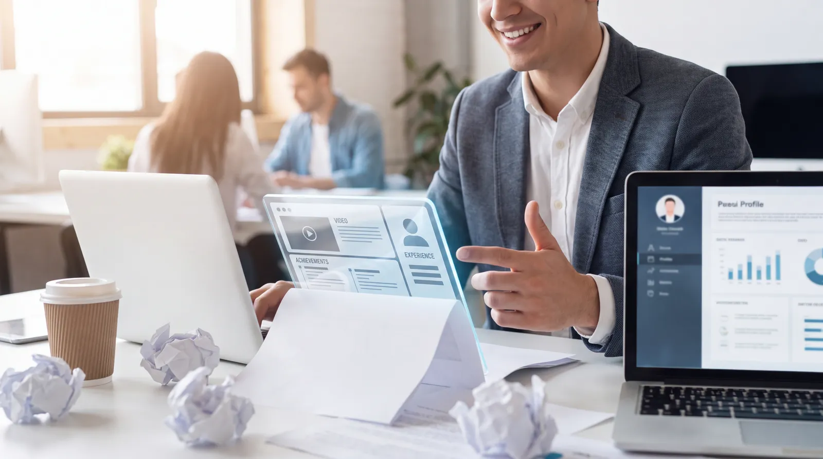 Job seeker turning a paper resume into a structured digital career profile