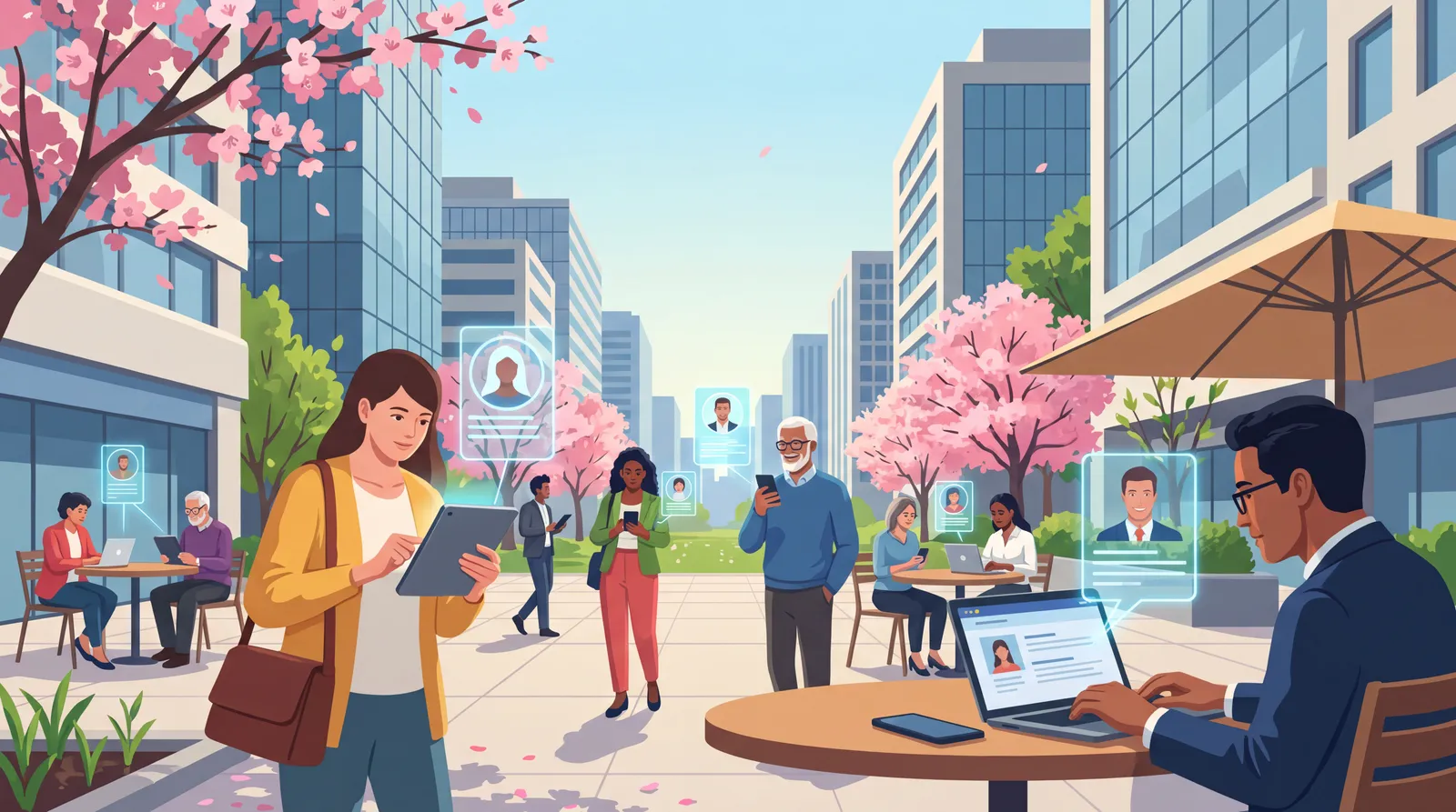 Personas buscan empleo en una ciudad chilena durante el inicio de la primavera