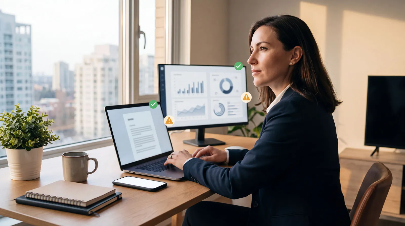 Job seeker reviewing an ATS resume scan on a laptop