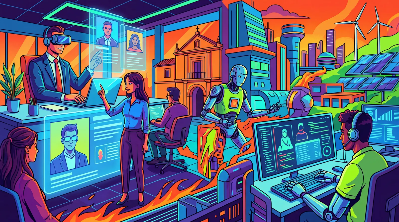 Reclutadores y candidatos conectados por perfiles digitales en un mercado laboral tensionado