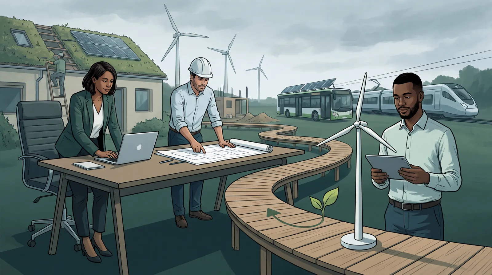 Des professionnels préparent leur candidature aux métiers de la transition écologique