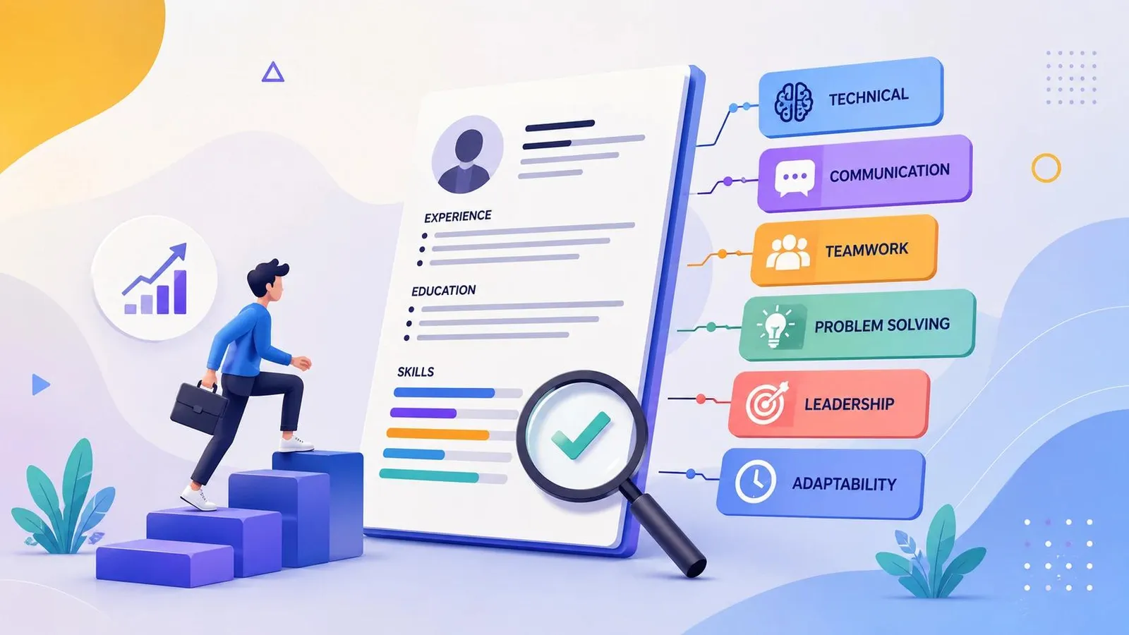 Best skills to put on a resume in terms of Technical, communication, teamwork, problem solving, leadership and adaptability