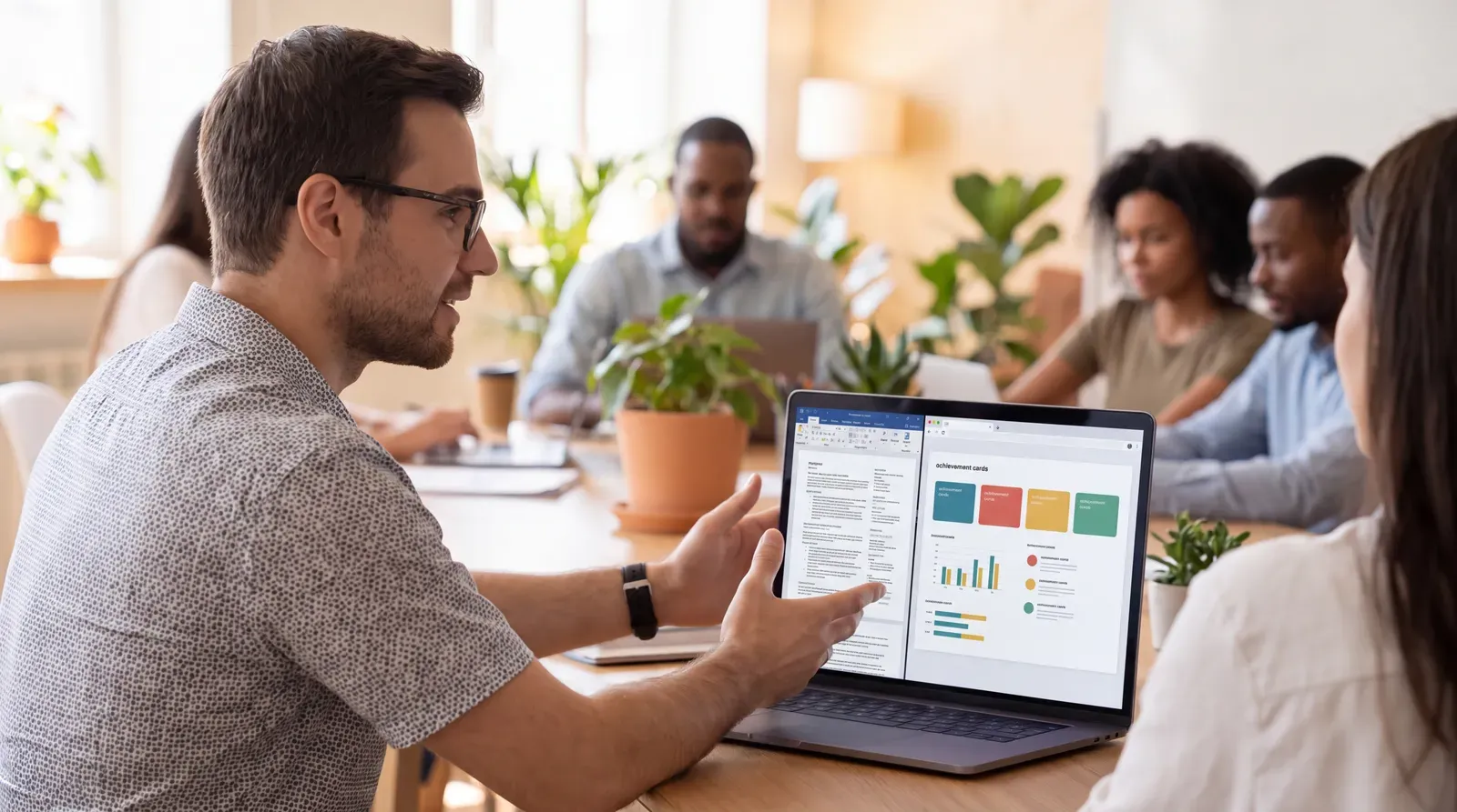 Recruiter comparing a vague resume with a clear evidence-led candidate profile