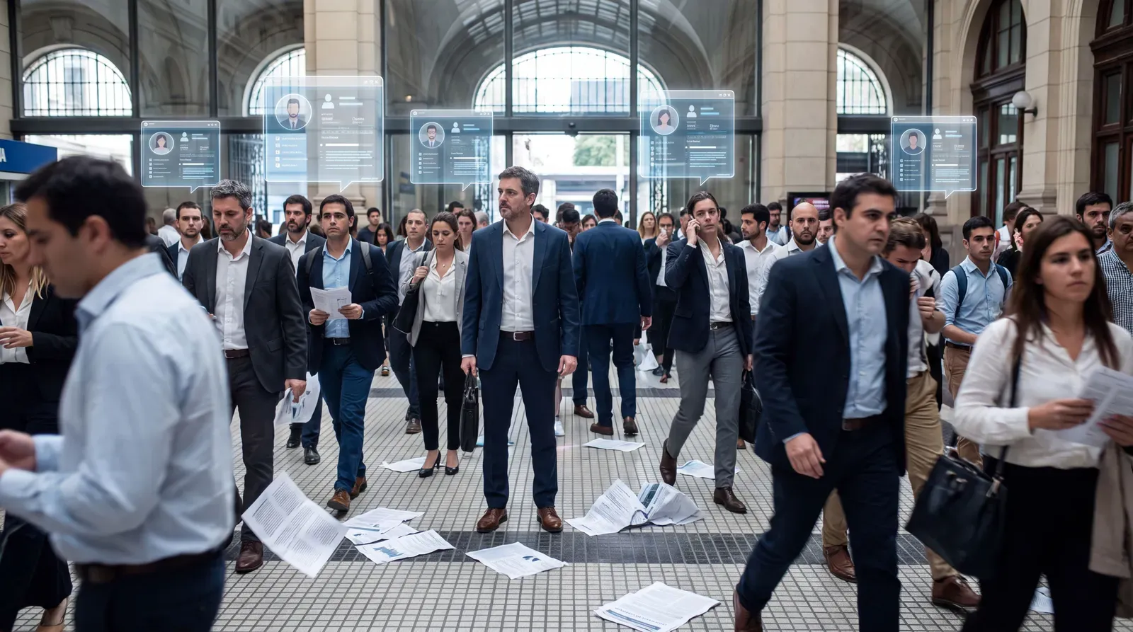 Candidatos compitiendo por visibilidad en un mercado laboral saturado