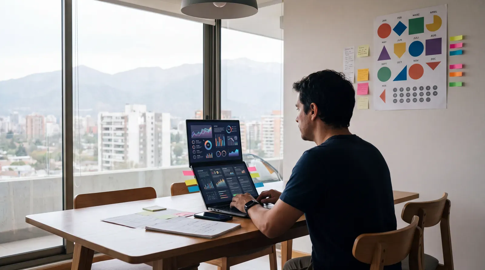 Persona comparando ofertas laborales y organizando los requisitos antes de adaptar su CV
